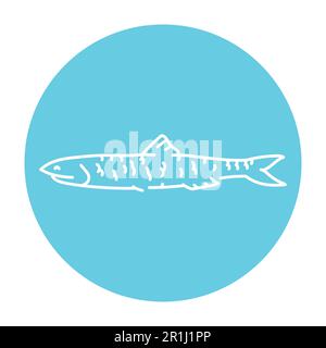 Anchovy Farbe Linie Illustration. Meeresfische. Stock Vektor