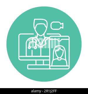 Farbliniensymbol für Videobefragung. Ehealth. Piktogramm für Webseite, mobile App, Promo. Stock Vektor