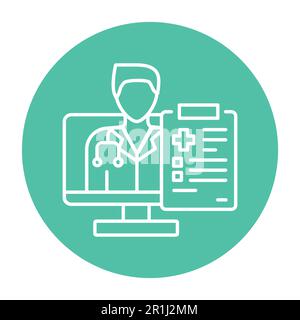 Farbliniensymbol für Fernberatung. Ehealth. Piktogramm für Webseite, mobile App, Promo. Stock Vektor