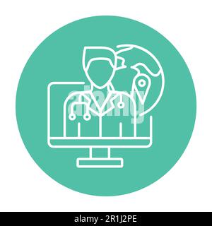 Farbliniensymbol für Fernberatung. Ehealth. Piktogramm für Webseite, mobile App, Promo. Stock Vektor