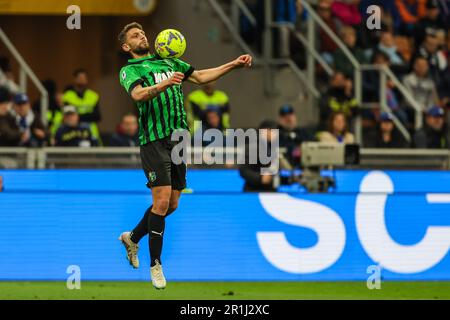 Mailand, Italien. 13. Mai 2023. Domenico Berardi von US Sassuolo im Giuseppe Meazza Stadium während des Fußballspiels der Serie A 2022/23 zwischen dem FC Internazionale und US Sassuolo. Endergebnis: Inter 4:2 Sassuolo. Kredit: SOPA Images Limited/Alamy Live News Stockfoto