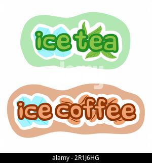Eistee, Eistee, Kaffeestangen. Trinke das Vektorsymbol mit Stab, Zitrone und Eiswürfeln Stock Vektor