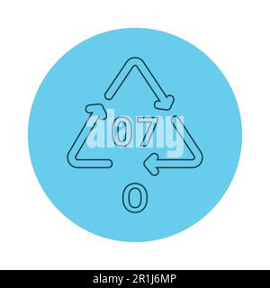 Symbol für PVC-Linie des Kunststoff-Recycling-Codes. Verbrauchscode. Bearbeitbare Kontur. Stock Vektor