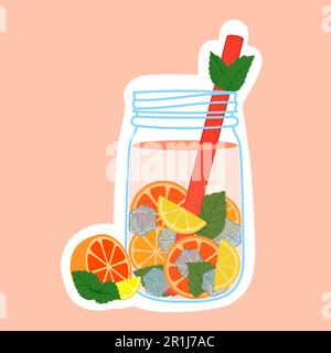 Zitronenlimonade mit Zitrone, Orange und Grapefruit. Orange, Grapefruit, Zitrone. Stock Vektor