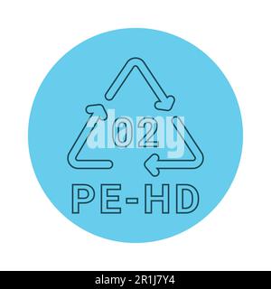 Kunststoffrecycling-Code PE-HD 02 Zeilensymbol. Verbrauchscode. Bearbeitbare Kontur. Stock Vektor