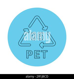 Kunststoffrecycling-Code PET 05 Zeilensymbol. Verbrauchscode. Bearbeitbare Kontur. Stock Vektor