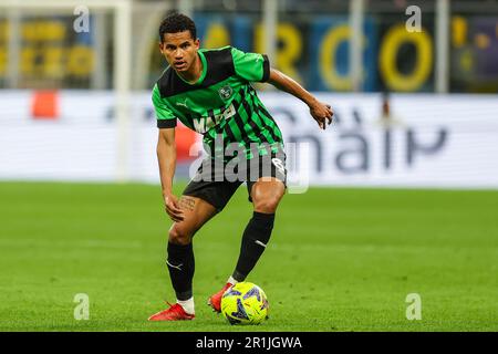 Mailand, Italien. 13. Mai 2023. Rogerio von US Sassuolo im Giuseppe Meazza Stadium während des Fußballspiels der Serie A 2022/23 zwischen dem FC Internazionale und US Sassuolo in Aktion. Endergebnis: Inter 4:2 Sassuolo. (Foto: Fabrizio Carabelli/SOPA Images/Sipa USA) Guthaben: SIPA USA/Alamy Live News Stockfoto