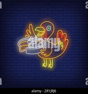 Truthahn mit Kürbiskuchen Neonschild Stock Vektor