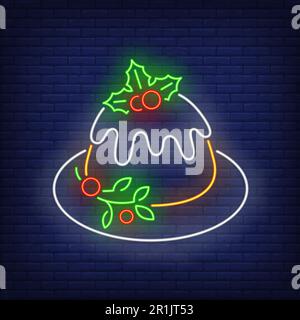 Weihnachtskuchen Neonschild Stock Vektor
