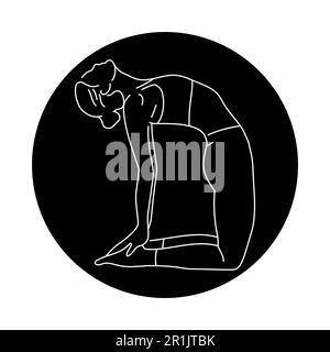 Ustrasana Camel Pose Farbe Linie Illustration. Piktogramm für Webseite, mobile App, Promo. Stock Vektor