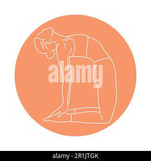 Ustrasana Camel Pose Farbe Linie Illustration. Piktogramm für Webseite, mobile App, Promo. Stock Vektor