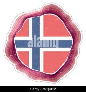 Norwegen-Flagge im Rahmen. Abzeichen des Landes. Mehrschichtiges kreisförmiges Schild um die norwegische Flagge. Erstaunliche Vektorillustration. Stock Vektor
