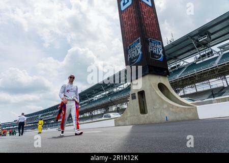 Indianapolis, USA. 13. Mai 2023. DER INDYCAR-Fahrer JACK HARVEY (30) aus Bassingham, England, bereitet sich auf das Rennen um den GMR Grand Prix auf dem Indianapolis Motor Speedway in Indianapolis IN vor. (Kreditbild: © Walter G. Arce Sr./ZUMA Press Wire) NUR REDAKTIONELLE VERWENDUNG! Nicht für den kommerziellen GEBRAUCH! Stockfoto