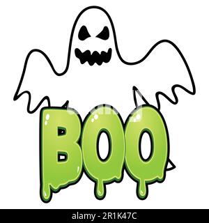Cartoon-Illustration eines Gespensts mit boo Text Stock Vektor