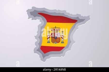 Kreative Karte Spaniens mit Flaggenfarben im Papierschnitt. Vektordarstellung Stock Vektor