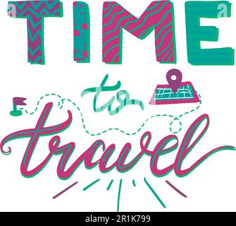 Urlaub handgezeichnete Illustration. Zeit für die Anführungszeichen. Inspirierendes Banner, Posteridee Stock Vektor