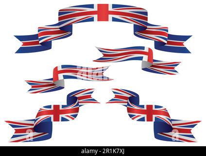 Satz von Vereinigten Königreich Insignien in unterschiedlicher Form von Bändern Stock Vektor