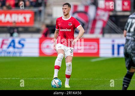 Alkmaar, Niederlande. 14. Mai 2023. ALKMAAR, NIEDERLANDE - MAI 14: Sam Beukema von AZ während des niederländischen Eredivisie-Spiels zwischen AZ und dem FC Emmen im AFAS-Stadion am 14. Mai 2023 in Alkmaar, Niederlande (Foto: Patrick Goosen/Orange Pictures). Credit: Orange Pics BV/Alamy Live News Stockfoto