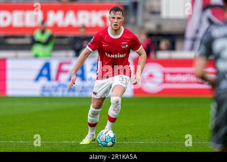 Alkmaar, Niederlande. 14. Mai 2023. ALKMAAR, NIEDERLANDE - MAI 14: Sam Beukema von AZ während des niederländischen Eredivisie-Spiels zwischen AZ und dem FC Emmen im AFAS-Stadion am 14. Mai 2023 in Alkmaar, Niederlande (Foto: Patrick Goosen/Orange Pictures). Credit: Orange Pics BV/Alamy Live News Stockfoto