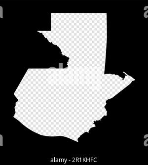 Schablonenkarte von Guatemala. Einfache und minimale transparente Karte von Guatemala. Schwarzes Rechteck mit ländlicher Schnittform. Stock Vektor