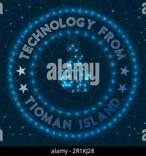 Technologie Von Der Tioman-Insel. Futuristisches geometrisches Abzeichen der Insel. Technologisches Konzept. Rundes Tioman-Logo. Vektordarstellung. Stock Vektor