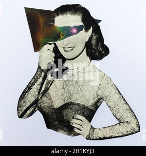 London, Großbritannien. 13. Mai 2023. Ein Foto einer handgeschnittenen Collage im surrealistischen Stil, hergestellt von Katie Collins. Kredit: Katie Collins/Alamy Live News Stockfoto
