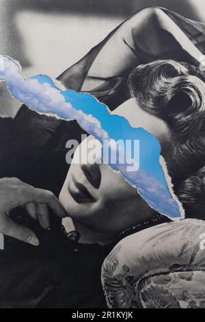 London, Großbritannien. 13. Mai 2023. Ein Foto einer handgeschnittenen Collage im surrealistischen Stil, hergestellt von Katie Collins. Kredit: Katie Collins/Alamy Live News Stockfoto
