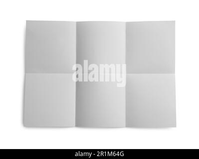 Leeres Blatt Papier mit Falten, Draufsicht Stockfoto