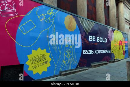 Be bold, Art in bold Street about Eurovision Song Contest, City Centre Liverpool, Merseyside, England, UK, L1 4DS Stockfoto