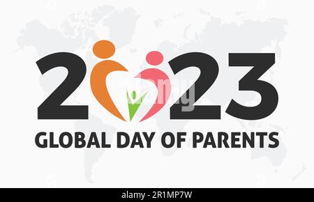 Abbildung der Vektorbanner-Vorlage für 2023 Concept Global Day of Parents. Globales Familienkonzept mit liebevollen Eltern, Kind beobachtet am juni. Stock Vektor