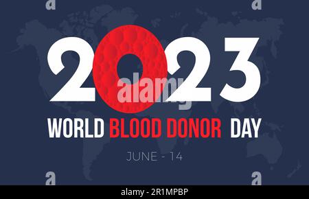 2023 Concept World Blood Donator Day Gesundheit Vektor Banner Illustrationsvorlage. Plasma, Wohltätigkeit, Unterstützung, Lebenshilfe Konzeptentwurf. Stock Vektor