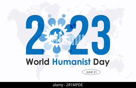 2023 Concept World Humanist Day Vektorvorlage. Unterstützung, Hilfe, humanitäres Themenbanner. Stock Vektor