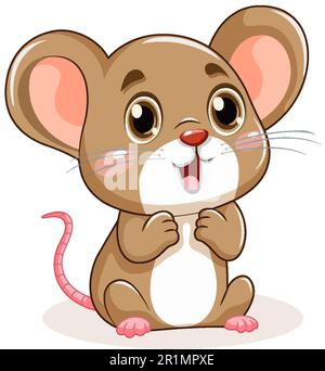 Niedliche kleine Maus mit großen Ohren Cartoon-Figur Stock Vektor