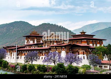 Majestätische Festung in Bhutan Stockfoto