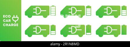 Symbole für umweltfreundliche Autos werden geladen. Vektorset-Symbole isoliert auf weißem Hintergrund Stock Vektor