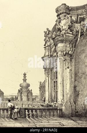 Der Zwinger in Dresden, Sachsen, um 1840, Deutschland, historisch, Digital restaurierte Reproduktion eines Originals aus dem 18. Oder 19. Jahrhundert / der Zwinger in Dresden, Sachsen, um 1840, Deutschland, Historisch, Digitale Restaurierte Reproduktion von einer Vorlage aus dem 18. Oder 19. Hundert Stockfoto