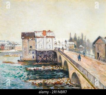 Alfred Sisley, die Pont de Moret und die Mills: Wintereffekt, Gemälde 1890 Stockfoto