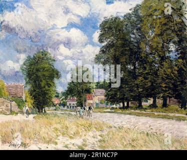 Die Straße nach Marly-le-ROI, Landschaftsmalerei von Alfred Sisley, 1875 Stockfoto