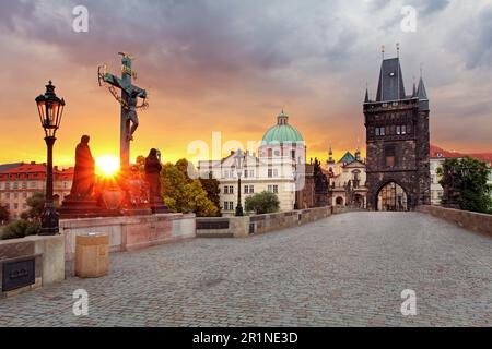 Prag Blick von der Karlsbrücke Stockfoto