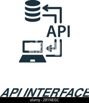 API-Schnittstellensymbol. Monochromes einfaches Schild aus der Datenanalysesammlung. API-Schnittstellensymbol für Logo, Vorlagen, Webdesign und Infografiken. Stock Vektor