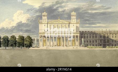 Fassade und Umgebung des Berliner Doms, 1827, Deutschland, Historische, digital restaurierte Reproduktion aus dem 19. Jahrhundert / Fassade und Umgebung des Dom von Berlin, 1827, Deutschland, Historisch, digitales Restaurant Reproduktion von einer Vorlage aus dem 19. Hundert Stockfoto