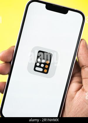 West Bangal, Indien - 20. Februar 2023 : Apple Calculator App auf dem Bildschirm Stock Image. Stockfoto