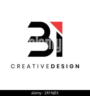 Designvektor des kreativen Buchstabens BI-Logo mit Pfeil Stock Vektor