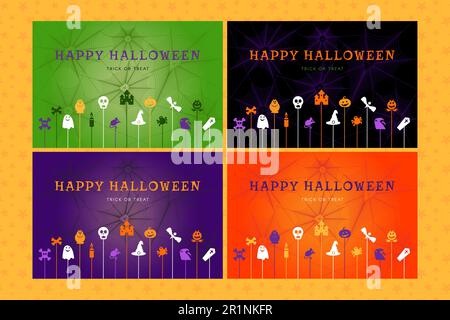 halloween-Hintergründe für Poster, Grußkarten, Webbanner und Partyeinladungen. Frohes halloween-Konzept. Vorlagenvektor i Stock Vektor