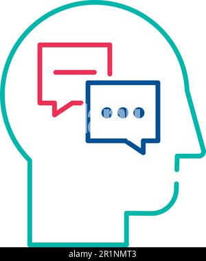Psychologie und Psychiatrie Dünnlinienvektorsymbol. Piktogramm für psychische Gesundheit auf weiß isoliert Stock Vektor