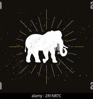 Retro Elephant Silhouette Logo. Power-Zeichen und Vintage-Logo. Symbol „Zoo“. Zustellungssymbol. Vektor Stock Vektor