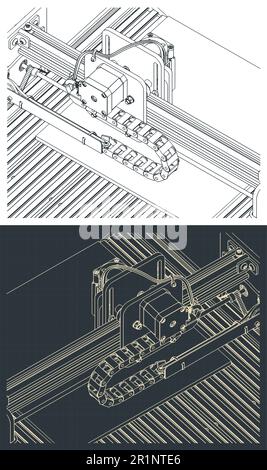 Stilisierte Vektordarstellung der Nahaufnahme des CNC-Routers Stock Vektor