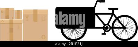 Symbol für Cargo Bike und Pappkartons. vektordarstellung Stock Vektor