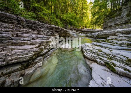 Langzeitfoto, Kurs der Taugl, Taugelbach, Tennegau, Salzburger Land, Österreich Stockfoto