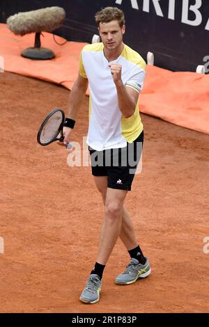 Rom, Italien. 15. Mai 2023. Yannick Hanfmann aus Deutschland während seines Spiels gegen Marco Cecchinato aus Italien beim Internazionali BNL d'Italia Tennis Turnier im Foro Italico in Rom am 15. Mai 2023. Kredit: Insidefoto di andrea staccioli/Alamy Live News Stockfoto